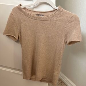 J. Crew Women's Beige Cashmere Short Sleeve Tee